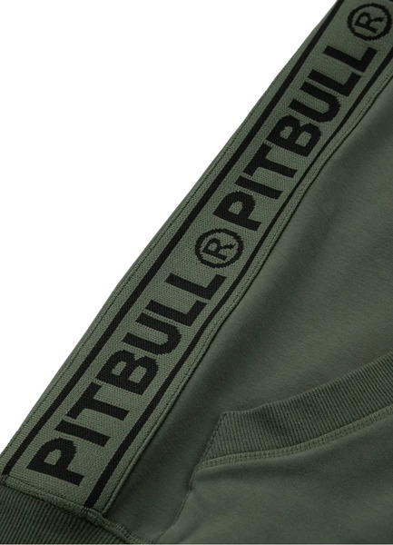 Bluza z kapturem rozpinana PIT BULL French Terry "Lotus" '23 - oliwkowa