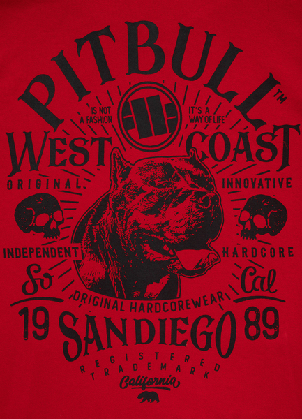 Bluza rozpinana z kapturem PIT BULL Tricot "San Diego 89" - czerwona