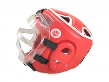 Boxing helmet with a mask and head protection Masters KSSPU (WAKO APPROVED) - red