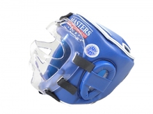 Boxing helmet with mask Masters KSSPU (WAKO APPROVED) head protection - blue