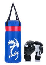 Boxing set for children - 40 cm bag and ring gloves - blue