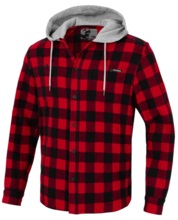 Koszula flanelowa z kapturem "Woodson" PIT BULL - czarno/czerwona